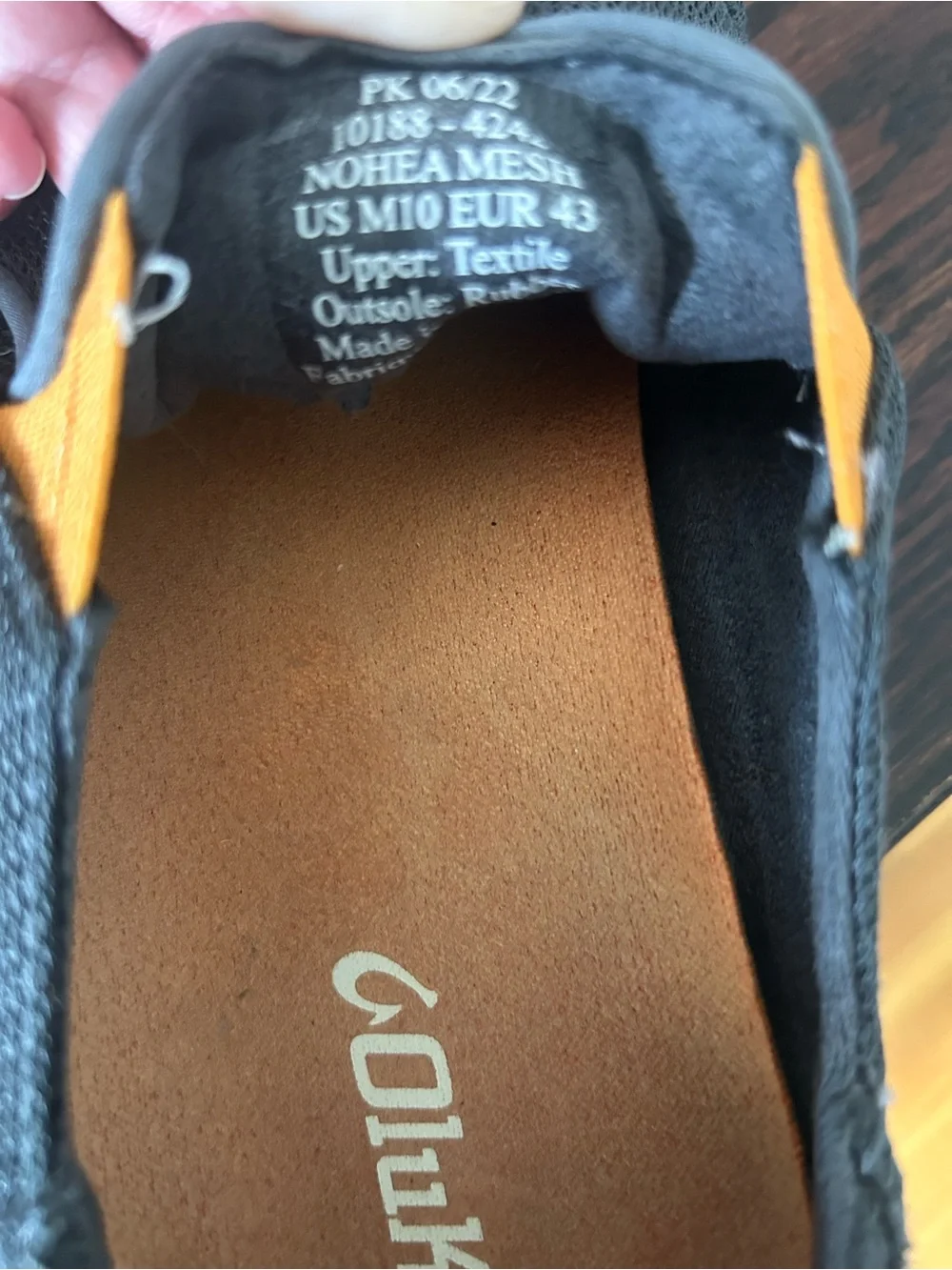 Olukai Men's Dark Gray Mesh Slip-On Loafers with Yellow Accents